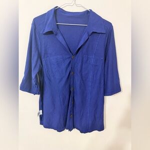 Vibrant Blue Button-Up Shirt